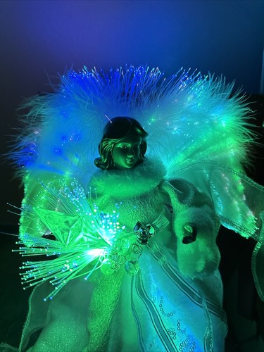 Home Accents Holiday LED 12” Angel Fiber Optic Silver Dress Star Tree Topper New - Picture 6 of 24