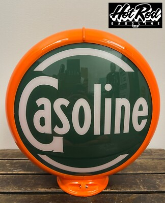 #ad #ad GREEN GASOLINE Reproduction 13.5quot; Gas Pump Globe Orange Body $175.00