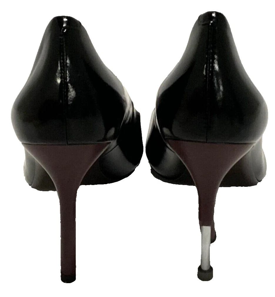 Tory Burch donna tacco rotto pompa pelle di agnello perfetto nero carmine scuro taglia 11