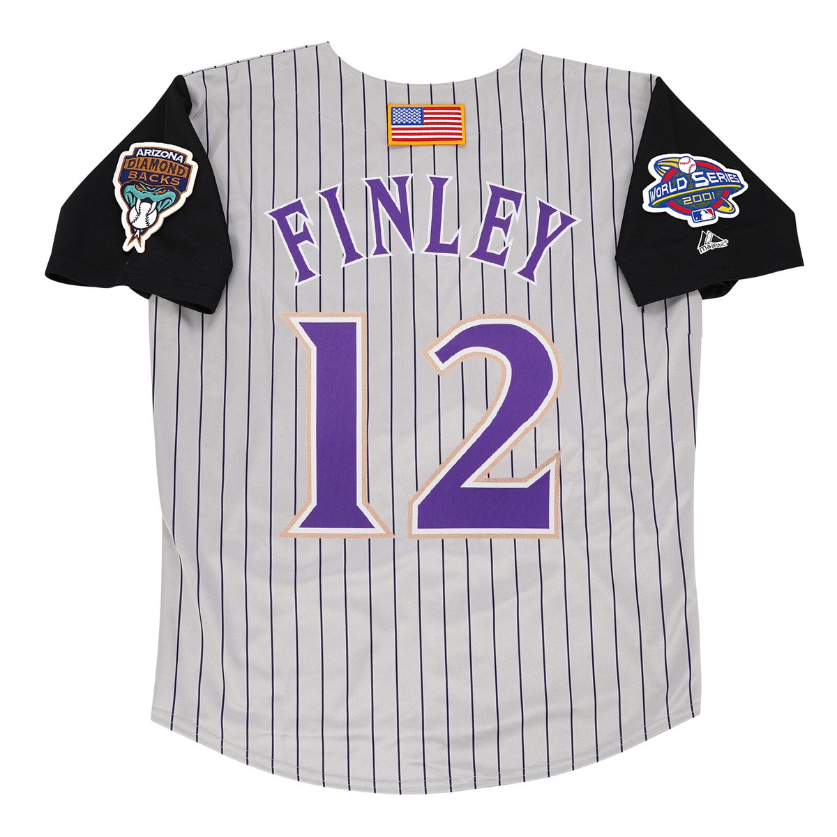 Steve Finley 2001 Arizona Diamondbacks Grey Road World Series