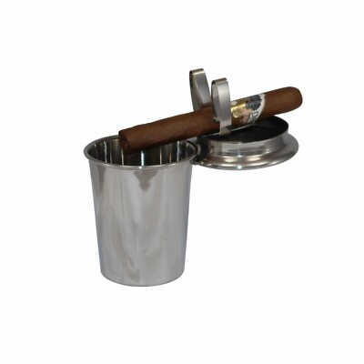 CIGAR Cigarette Car Ashtray Chrome Finish Travel Stirrup Cigar Boat Golf NEW