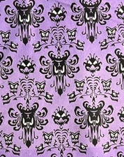 Disney Haunted Mansion Attraction Purple Wallpaper Print | 100% Cotton Fabric