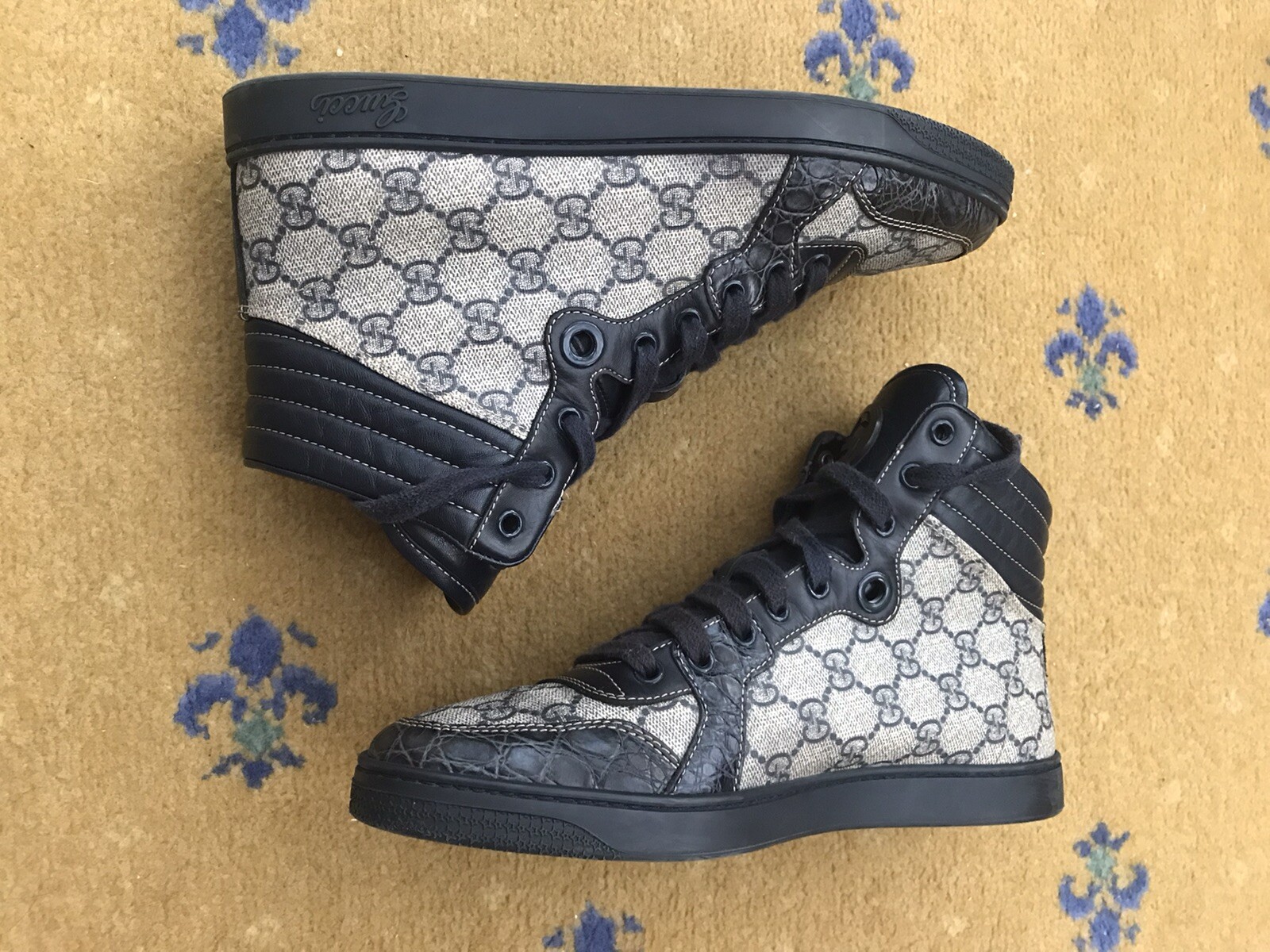 Gucci Trainers Sneaker Shoes High Top Croc Canvas Monogram Mens UK 6 US 7 EU 40 thumbnail 11