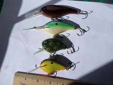 4 Discontinued Walter "WALLY G" Lawrence Balsa Baits Handmade lures Unfished