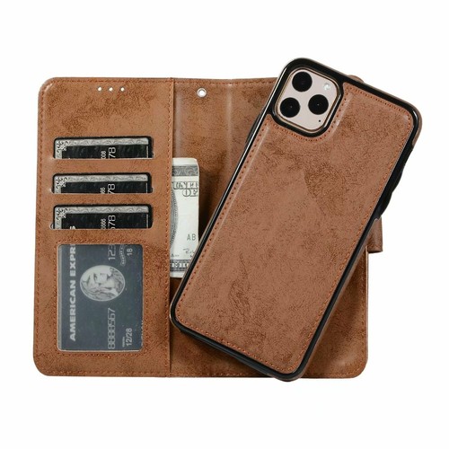 Removable Leather Magnetic Wallet Case For iPhone 16 15 14 13 12 11 Pro Max XS 8 - Picture 58 of 95