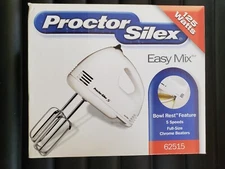 Proctor Silex White EASY MIX MIXER Hand-held-5 Speeds-125 Watts-62515