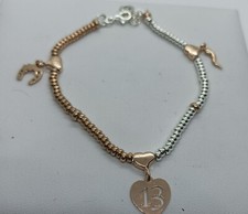 BRACCIALE  DODO STYLE ARGENTO SCARAMANTICO PEPITE BIANCHE RAMATE CORNO 13  CUORE