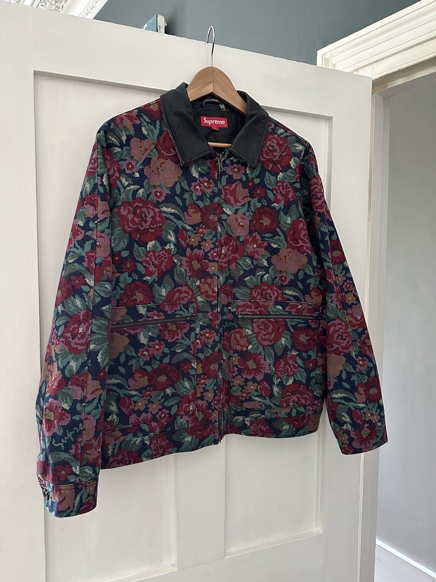 Supreme Leather Collar Work Jacket Digital Floral Size Large | eBay 