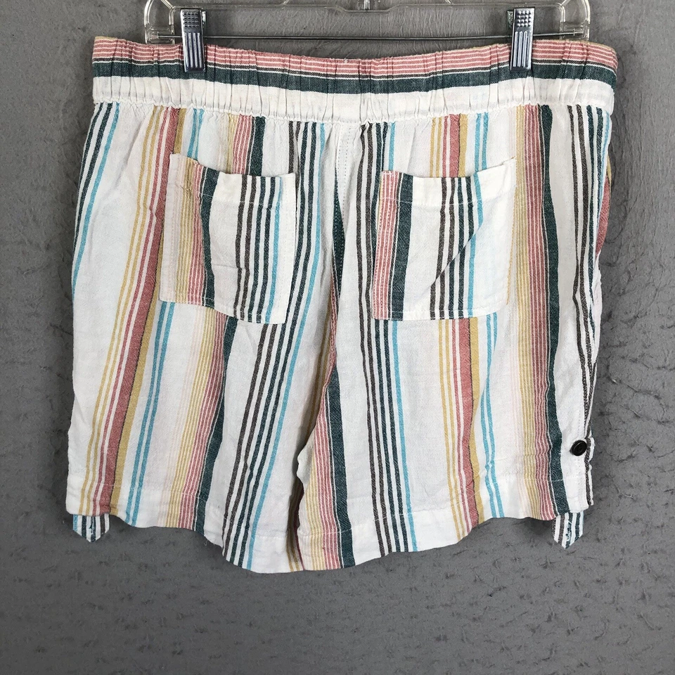Per Se Shorts Womens Large Rainbow Stripes Linen Blend Beach Vacay Casual Airy - Image 3 of 4