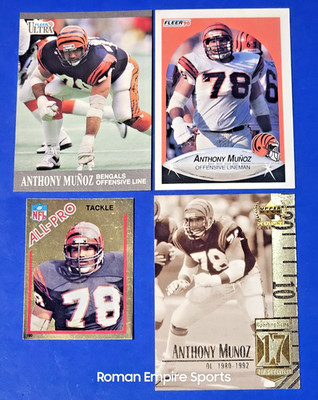 1982 Topps 1990-91 Fleer & 1999 U.D. - Anthony Munoz - Cincinnati Bengals- 4 Pcs
