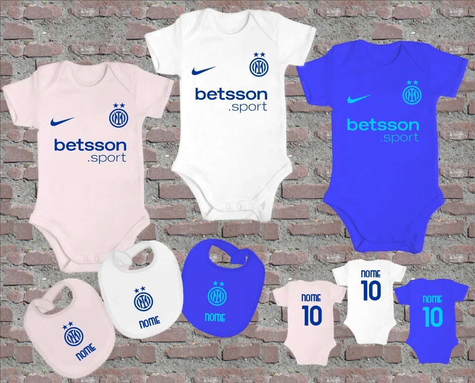 COMPLETINO BODY BAVAGLINO INTER NEONATO DA 6-24 MESI PERSONALIZZATO CON NOME