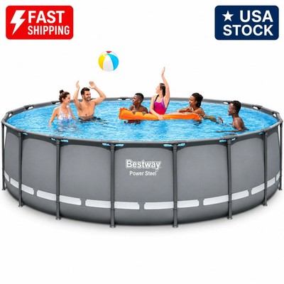 Bestway Power Steel 18  x 48  Round Above Ground Pool Set with FILTER and ladder