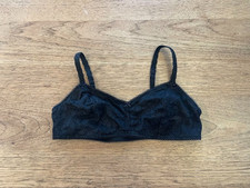 PINK Victoria's Secret Pure Black Lace LARGE Wink Unlined Scoop Bralette VS