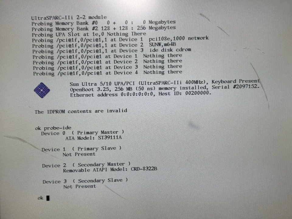Sun Ultra 5 Workstation, 400MHz, 256MB Memory, 9.1GB HDD, 32X CD, Tested!! - Image 2 of 4