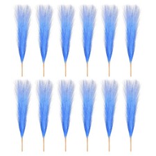 12 St&uuml;ck 17 Zoll Faux Pampasgras K&uuml;nstliche Boho Dekor Farbverlauf Pfau Blau