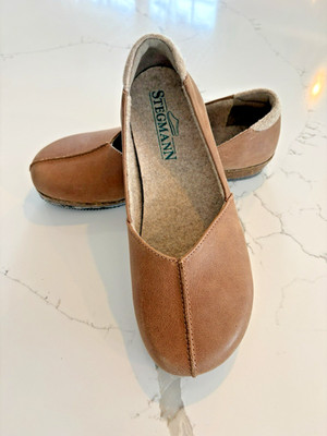 Stegmann Liesl Skimmer Shoes Womens 7 Tan Leather Cork Heel Slip On Comfort