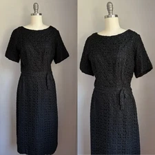 Vintage 1960’s Black Ribbonwork Dress Size Small