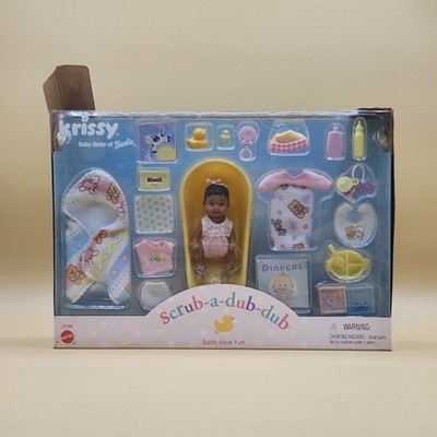 Scrub-a-dub-dub Krissy Baby Sister to Barbie Bathtime Play Set 2000 African AA