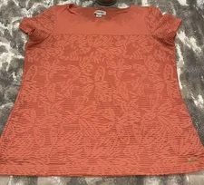 Calvin Klein Women's Double Layer Orange Textured T-Shirt Size M