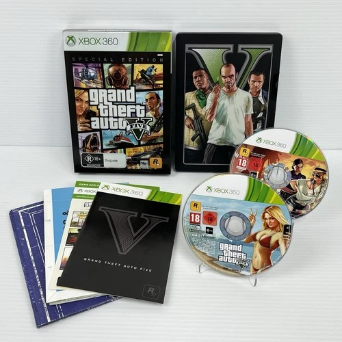 Grand Theft Auto V 5 Special Edition - Xbox 360 Steelbook Game Manual Map CIB