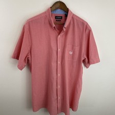 READ Chaps Easy Care Shirt Mens 2XL XXL Pink Check Short Sleeve Button Down