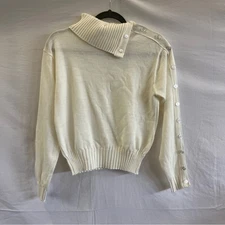 Gitano Vintage Sweater Womens Cowl Neck Button Detailing Nostalgic Ivory No Size