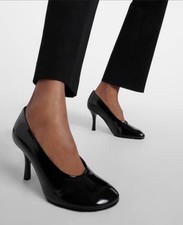 Burberry Women's 85mm Black Baby Leather Round Toe Heeled Pumps SZ 8 US 38.5 EU