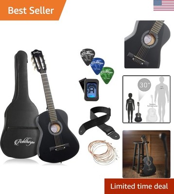 30-inch Beginner Acoustic Guitar Package Black, Basic Starter Kit w/Gig Bag, ...