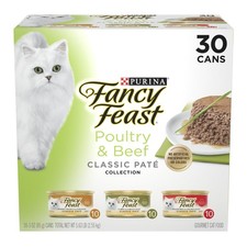 Purina Fancy Feast Classic Pate Food, Wet Cat Food, Poultry  Beef, 3 oz Cans