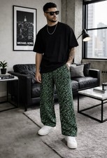 MICHAEL KORS All Over Print Black Green Loungewear Sleep Pants Men's M NWT