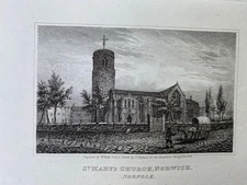 ENGRAVING St MARYS CHURCH NORFOLK 1818 Drawn T Higham Engraver W WALLIS