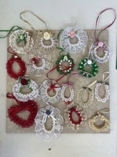Lot of 17 Vintage Handmade Beaded Christmas Ornaments Assorted Styles 2-3”