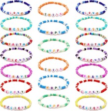 20 Pcs Friendship Bracelets for Teen Girls Preppy Letter Beaded Bracelets Bulk