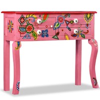 Vidaxl Konsolentisch Massivholz Mango Rosa Handbemalt Neu