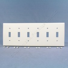 Leviton 80736-W White 6-Gang Toggle Unbreakable Nylon Standard Wallplate Cover