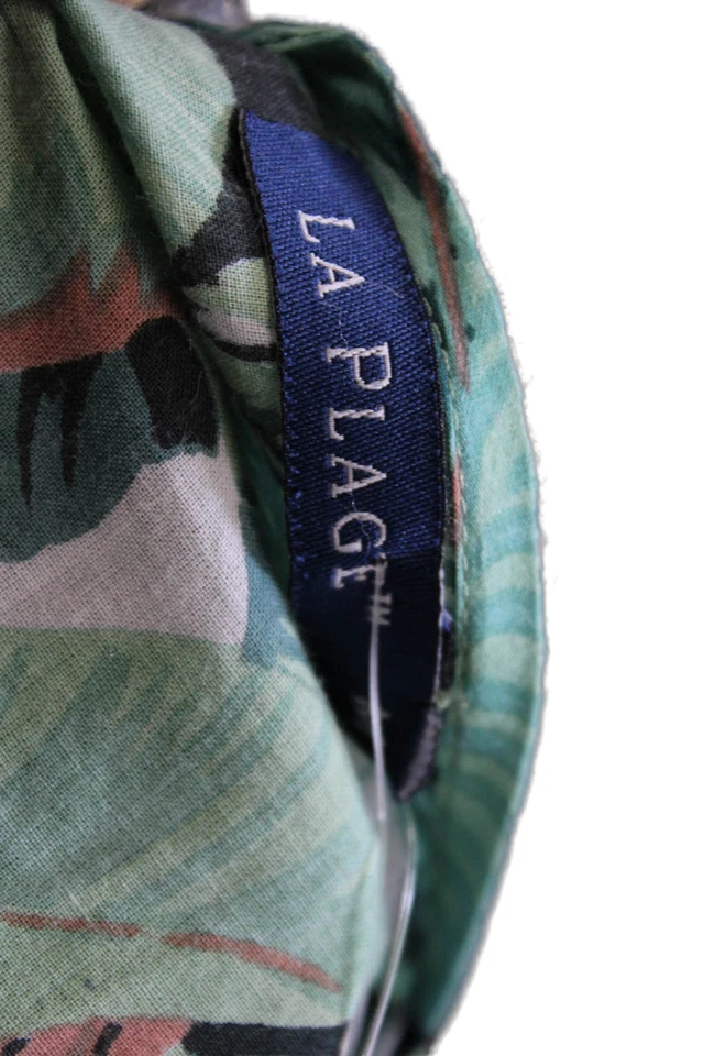 Maxi Vestido Para Mujer La Plage Verde Algodón Caftán Manga Corta Cuello Redondo Talla M Foto 4 de 4