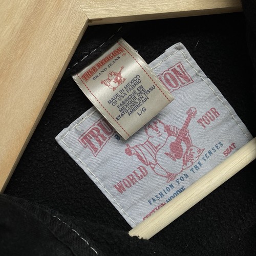 Felpa con cappuccio e zip vintage Y2K True Religion tripla cucitura ferro di cavallo QT L - Foto 7 di 14