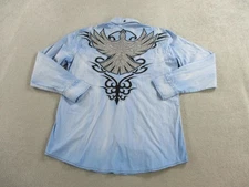 Roar Shirt Mens Large Blue Embroidered Western Long Sleeve Sacred II Stretch