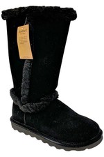Bearpaw Women's Kendall Fuzzy Suede Tall Boots Black