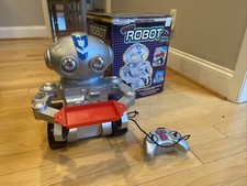 Vintage Roger Robot w/Tray Wired Remote Control 14" Tall Hands Move