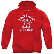 Ripon College Adult Pullover Hoodie One Color Logo, Red, S-3XL