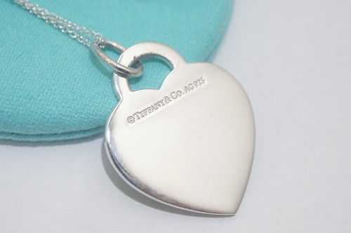 Tiffany & Co. Sterling Silver Return To Tiffany "PEACE" Heart Necklace 16-18" - Picture 3 of 8