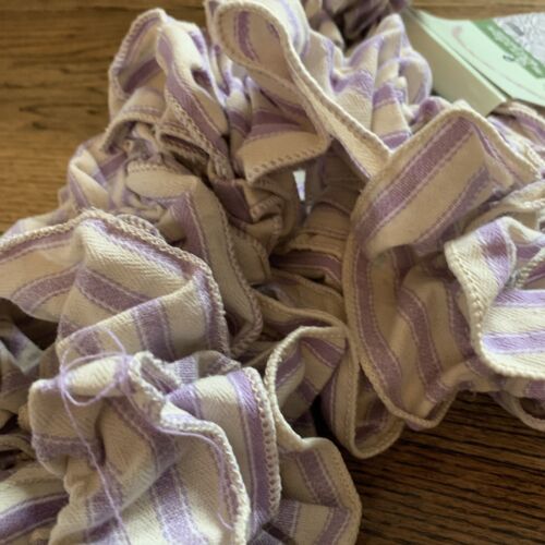 Lavender Striped Canvas Gathered Ruffled Fabric Garland Farmhouse Decor 6 Feet - Picture 3 of 4