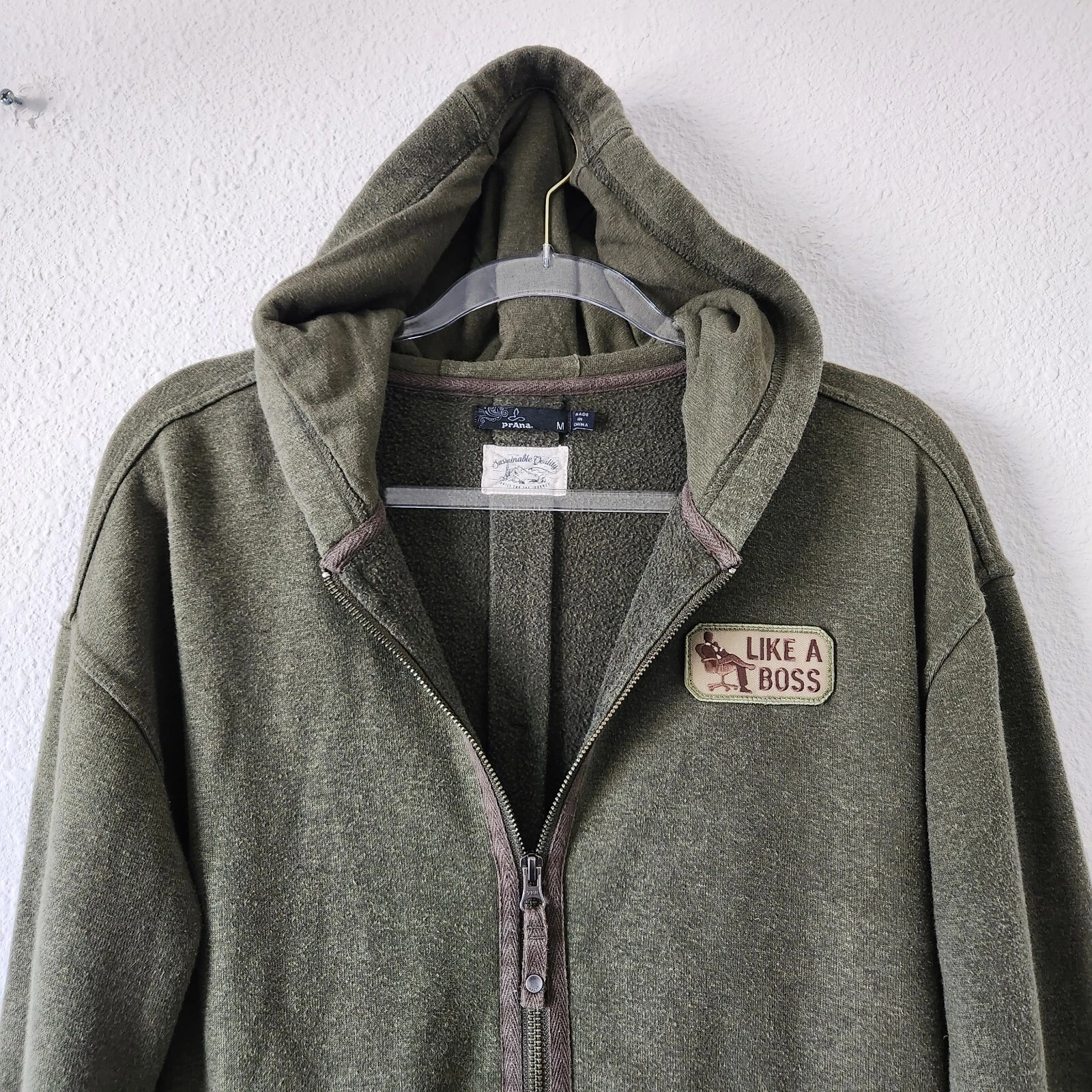 prana full zipper like a boss patches hoodie