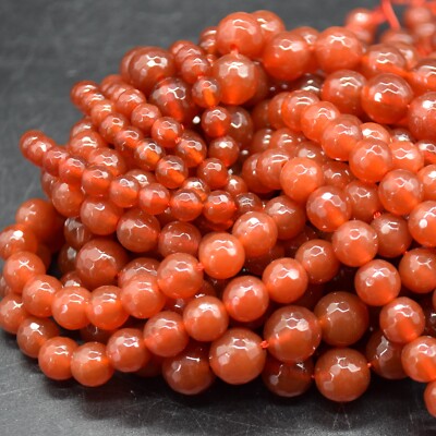 Roter Achat Facettierte Runde Perlen - 4 mm 6 mm 8 mm 10 mm - 14 Zoll, für Schmuckherstellung