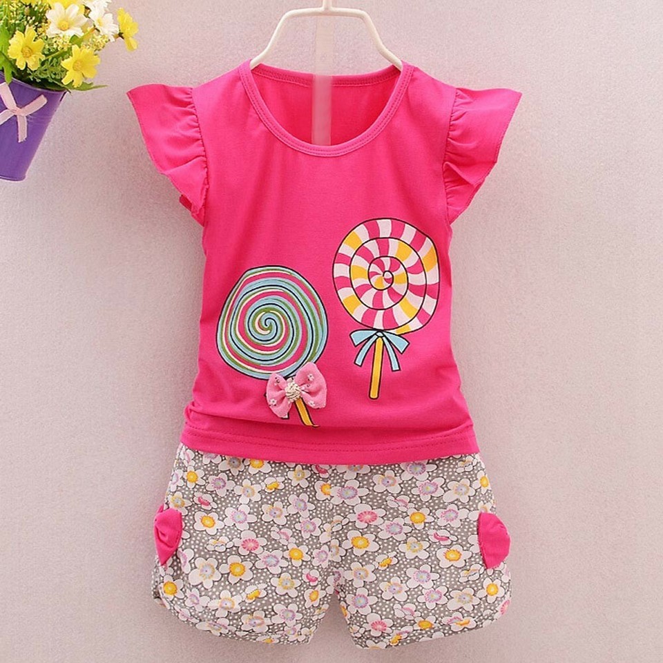 Toddler Kids Baby Girls Outfits TShirt Tops + Floral Shorts Pants