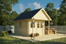 Gartenhaus Blockhaus BODEN II 290x380 cm 40 mm mit Schlafboden&Fußboden Vikträ