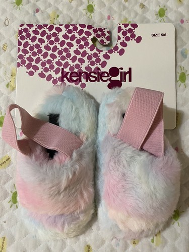 NWT Toddler girl Slippers Size 5/6 Slingback Faux Fur Slide KENSIE GIRL  Rainbow 194587393324 | eBay
