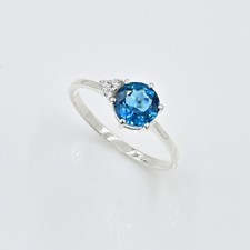 7 MM Round Natural London Blue Topaz 925 Sterling Silver Solitaire Bridal Ring