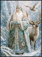 Santa Claus in the Snow 3 DIY Chart Counted Cross Stitch Patterns Needlework DMC